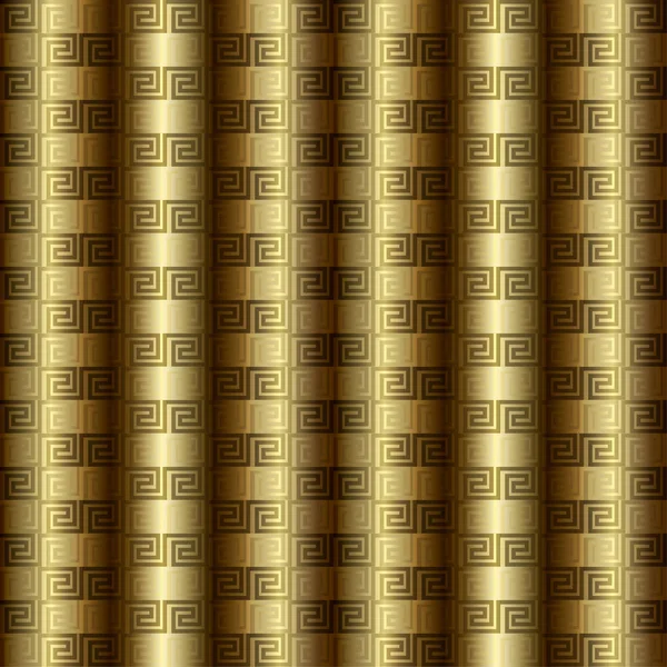 Oro 3d griego clave meandro vector patrón sin costura . — Vector de stock