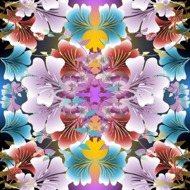 Parlak renkli vektör çiçek seamless modeli. Bahar yaz çiçek