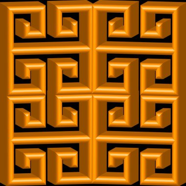 3D altın dokulu Yunan vektör seamless modeli. 