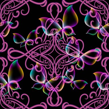 Modern parlayan Şam 3d vektör seamless modeli.