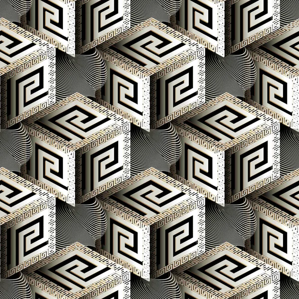 Изометрические трехмерные кубики греческий вектор бесшовный шаблон . — стоковый вектор