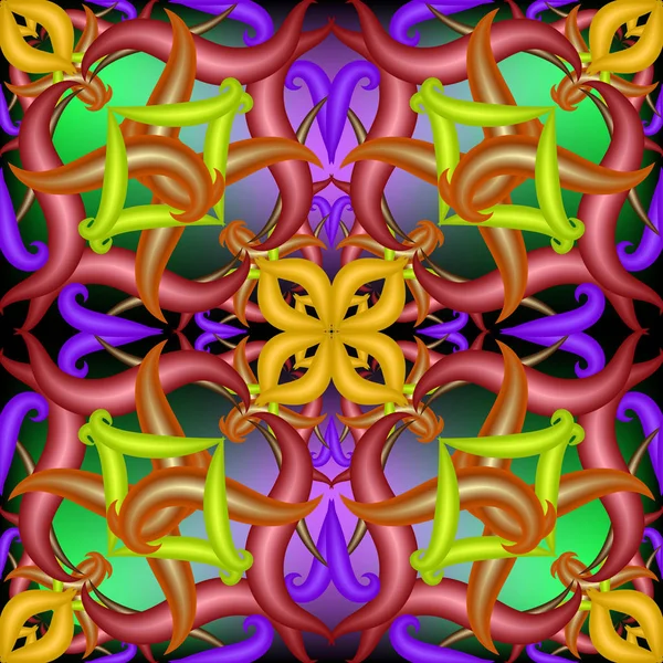 Farbenfrohe Abstrakte Vektor Paisley Nahtlose Muster Ornamentale Florale Leuchtenden Hintergrund — Stockvektor