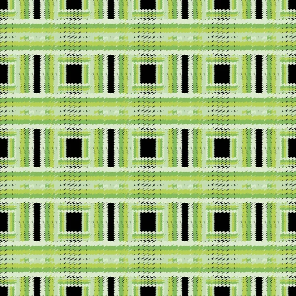 Grunge Quadriculado Padrão Sem Emenda Vetor Verde Fundo Listrado Abstrato — Vetor de Stock