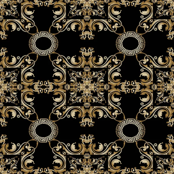 Vecteur Floral Baroque Motif Sans Couture Abstrait Géométrique Ornemental Damas — Image vectorielle