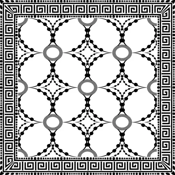 Decorativo Decorativo Decorativo Bianco Nero Greco Chiave Meandro Modello Pannello — Vettoriale Stock