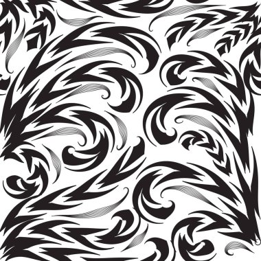 Siyah ve beyaz vintage çiçek vektör seamless modeli. Tek renkli süs güzel arka plan. Dekoratif elle çizilmiş çiçekler, yapraklar, swirls. Hat sanat oyma zerafet süsleme. İzole tasarım