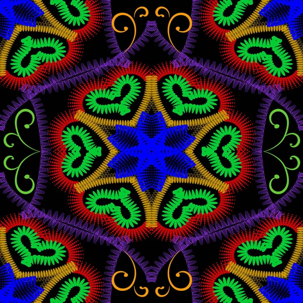 Ornamentale Bunte Florale Vektor Nahtlose Muster Abstraktes Grunge Ornament Mehrfarbig — Stockvektor