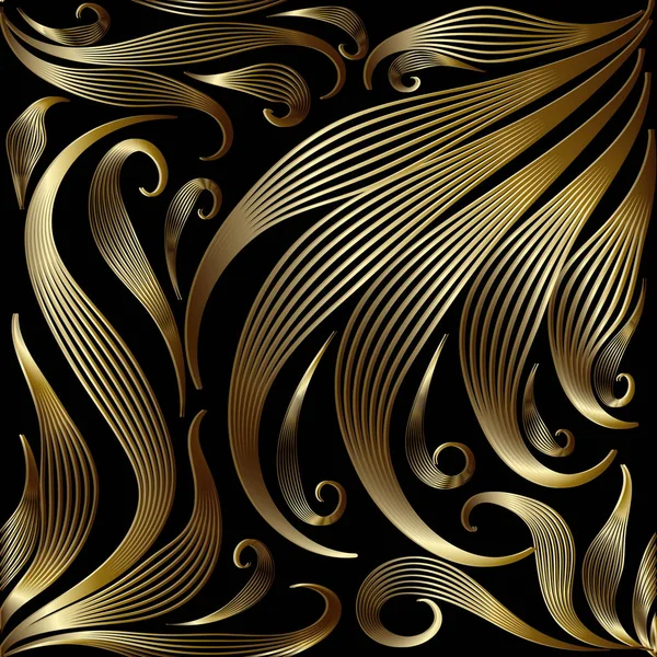 Kunstvolle Gold Vintage Vektor Nahtlose Muster Ornamentale Handgezeichnete Linie Kunst — Stockvektor