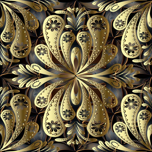 Vintage Floral Vecteur Motif Sans Couture Abstrait Décor Texturé Damas — Image vectorielle