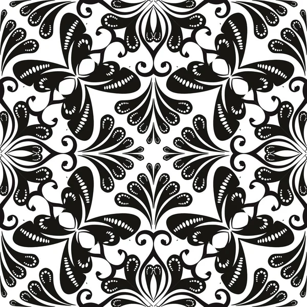 Motif Floral Abstrait Vecteur Noir Blanc Sans Couture Décoration Vintage — Image vectorielle