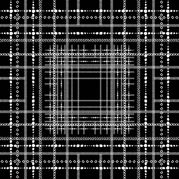 Gestreifte Abstrakte Schwarz Weiß Vektormuster Modernen Geometrischen Ornamentalen Hintergrund Stammesstil — Stockvektor
