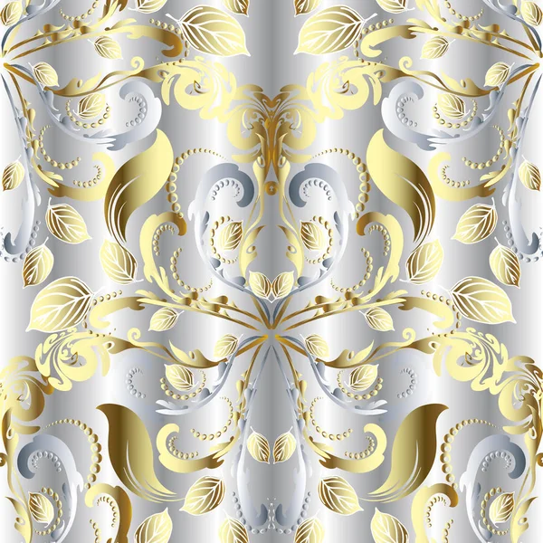 Blanco Vintage Floral Vector Patrón Sin Costuras Fondo Ornamental Texturizado — Archivo Imágenes Vectoriales