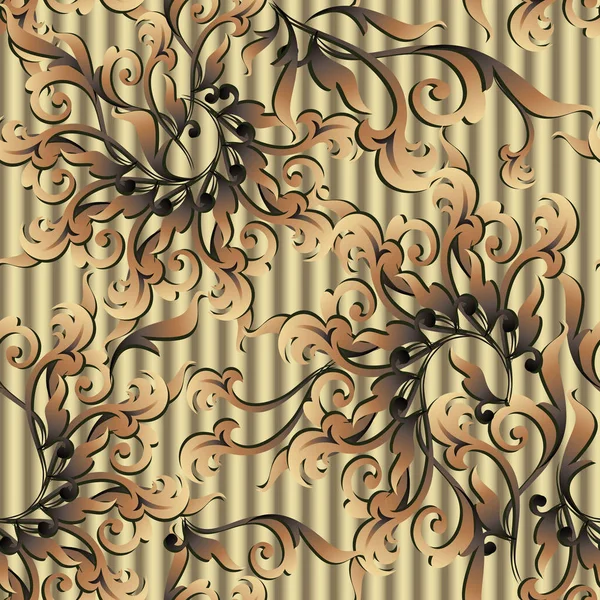 Vecteur Baroque Doré Motif Sans Couture Fond Doré Texturé Ornement — Image vectorielle