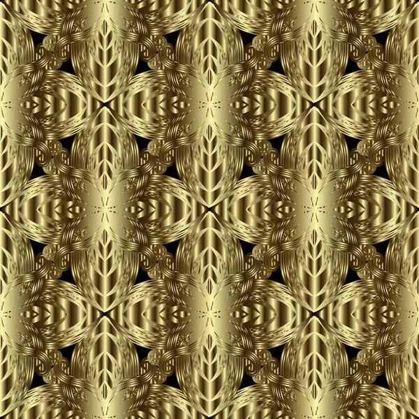 Gold Textured Floral Seamless Pattern Ornamental Golden Background Vintage Modern — Stock Vector
