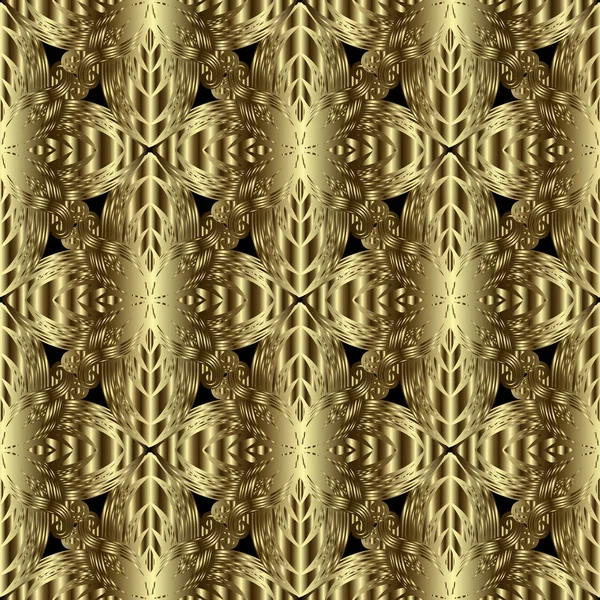 Goud Geweven Naadloze Bloemmotief Versiering Gouden Achtergrond Vintage Moderne Hand — Stockvector