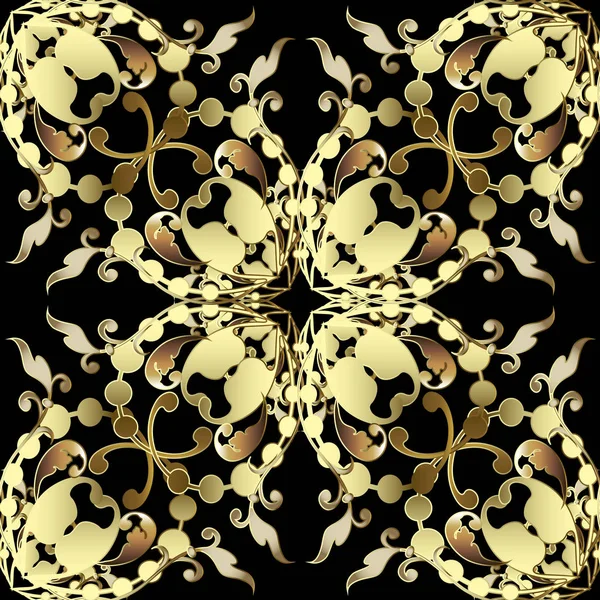 Vector Oro Barroco Patrón Sin Costura Fondo Floral Ornamental Antiguo — Archivo Imágenes Vectoriales