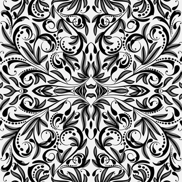 Eleganza Bianco Nero Paisley Modello Senza Cuciture Vettore Monocromatico Sfondo — Vettoriale Stock