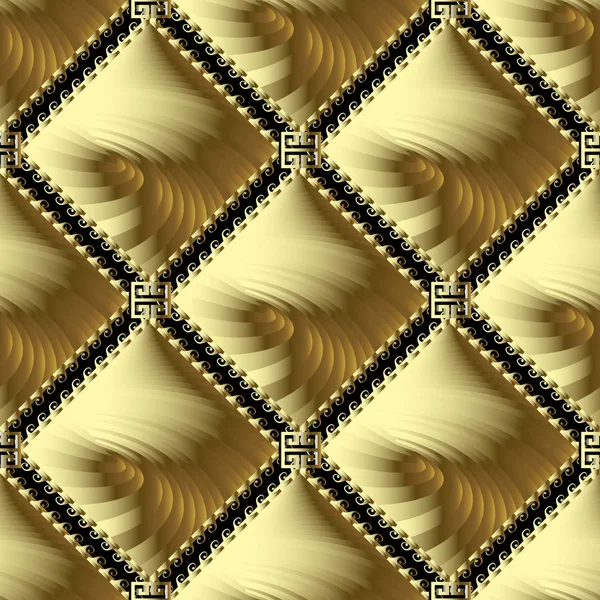 Греческий Вектор Золотых Меандров Бесшовный Узор Абстрактный Декоративный Фон Золотыми — стоковый вектор