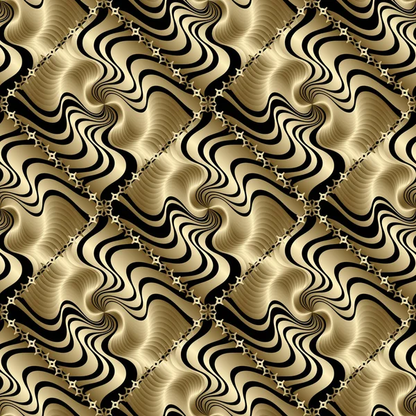 Gouden Geometrische Naadloze Structuurpatroon Vector Moderne Decoratieve Gouden Achtergrond Golvende — Stockvector