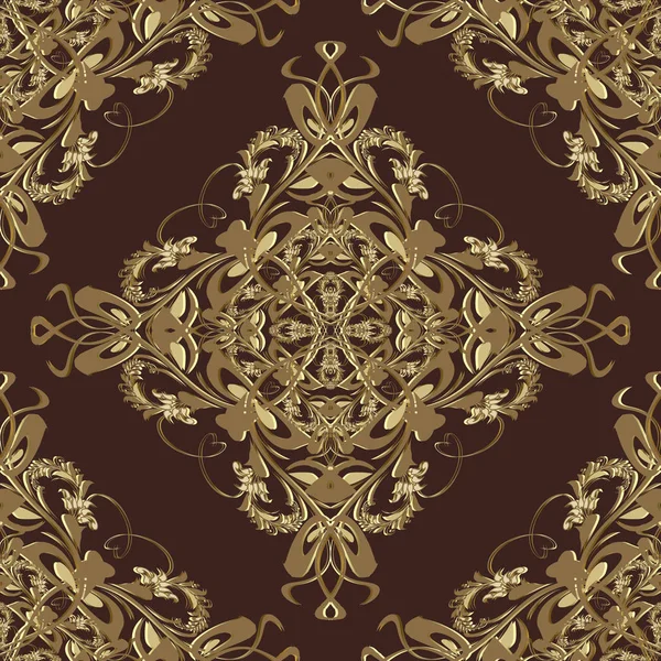 Vintage Damasco Patrón Inconsútil Vector Fondo Floral Ornamental Rojo Oscuro — Archivo Imágenes Vectoriales