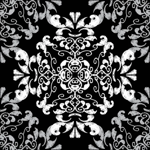 Broderie Baroque Motif Sans Couture Fond Texturé Ornemental Vectoriel Tapisserie — Image vectorielle