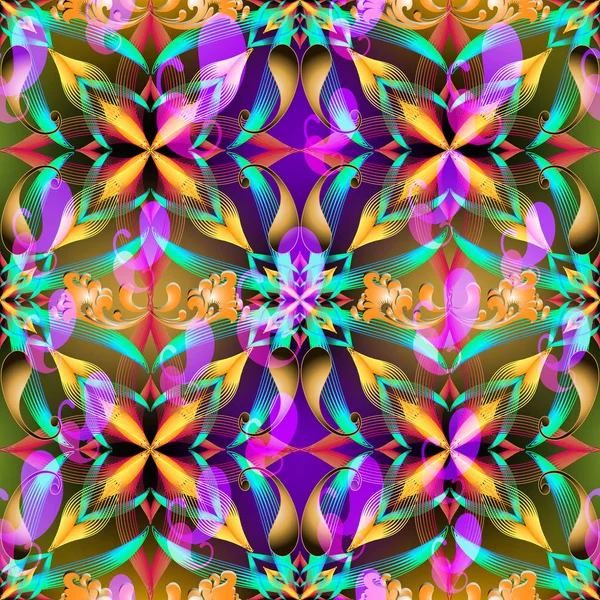 Colorido Patrón Sin Costura Vector Paisley Fondo Floral Ornamental Abstracto — Vector de stock