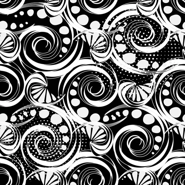 Spirales Abstraites Vecteur Noir Blanc Motif Sans Couture Décoration Géométrique — Image vectorielle