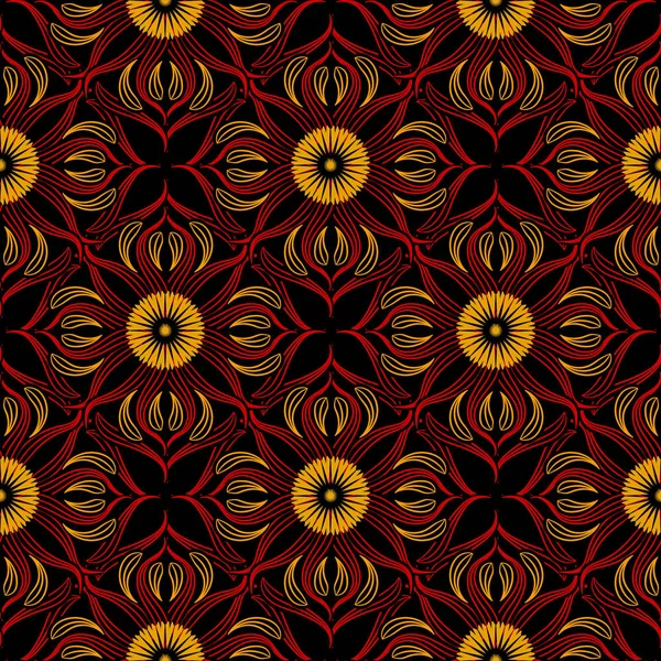 Blumen Paisley Vektor Nahtlose Muster Ornamental Gemusterten Bunten Hintergrund Wiederholter — Stockvektor