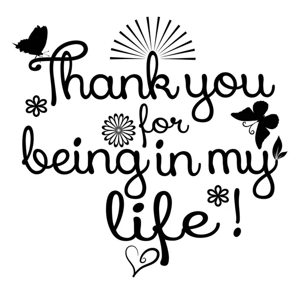 Thank You Being Life Vector Phrase Text Ornamental Doodle Letters — Stock Vector