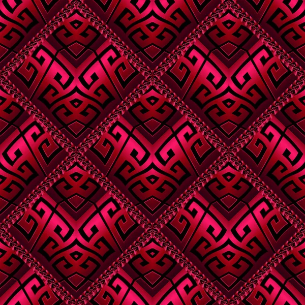 Rode Zwarte Nieuwgrieks Vector Naadloze Patroon Oppervlakte Sier Abstracte Geometrische — Stockvector