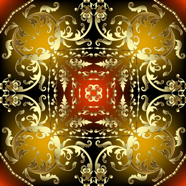 Vector Oro Barroco Patrón Sin Costura Fondo Abstracto Ornamental Brillante — Vector de stock