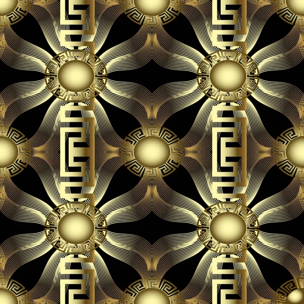 Goud Nieuwgrieks Vector Naadloze Patroon Abstracte Geometrische Decoratieve Achtergrond Griekse — Stockvector