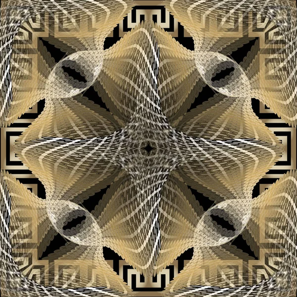 Fractal Moderno Griego Vector Patrón Sin Costura Fondo Geométrico Abstracto — Archivo Imágenes Vectoriales