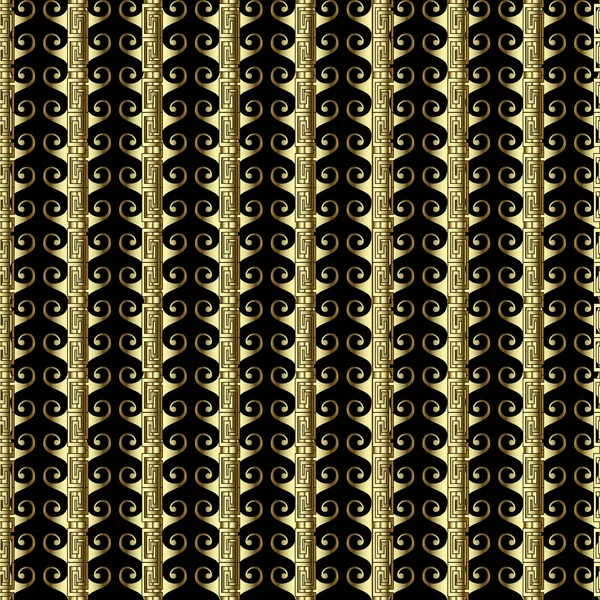 Смугастий Золотий Грецький Ключ Меандр Вектор Безшовний Візерунок Декоративний Текстурований — стоковий вектор