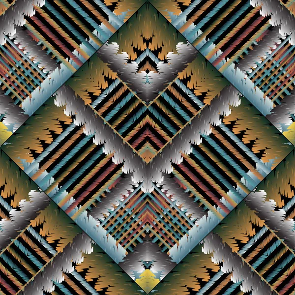 Gestreifte Stickereivektor Nahtloses Muster Grunge Tapisserie Streifen Ränder Geometrischen Ethnischen — Stockvektor