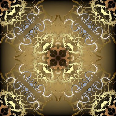 Soyut antika barok stili altın vektör seamless modeli. Vintage Damask arka plan parlayan süs. Yaratıcı tekrar çiçek zemin. Elegance güzel süsleme. Tasarım için duvar kağıdı, tekstil