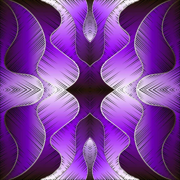 Bordado Violeta Brillante Vector Abstracto Patrón Sin Costura Fondo Ondas — Vector de stock