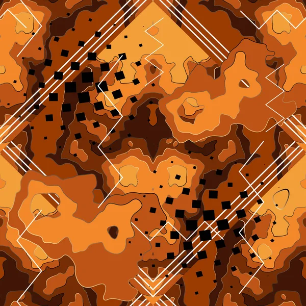 Helder Oranje Gespot Geometrische Vector Naadloze Patroon Abstracte Versiering Gestreepte — Stockvector