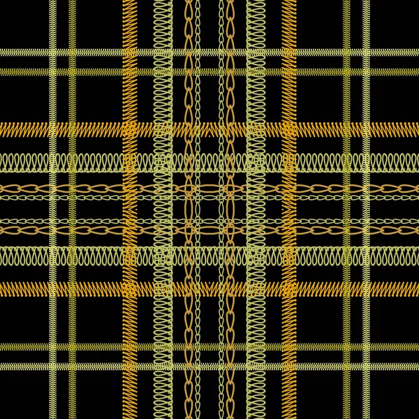 Tartan Embroidery Colorful Vector Seamless Pattern Stitching Striped Textured Plaid — Stock Vector