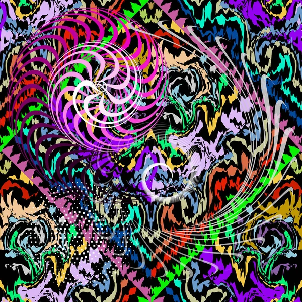 Moderne Abstrakte Grunge Vektor Nahtlose Muster Bunte Fantasie Ornamentalen Hintergrund — Stockvektor