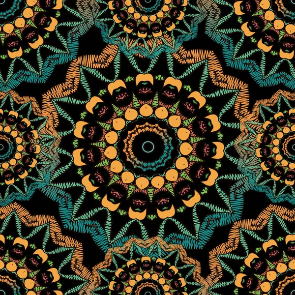 Tapiz Floral Vector Abstracto Patrón Mandala Sin Costura Fondo Texturizado — Archivo Imágenes Vectoriales