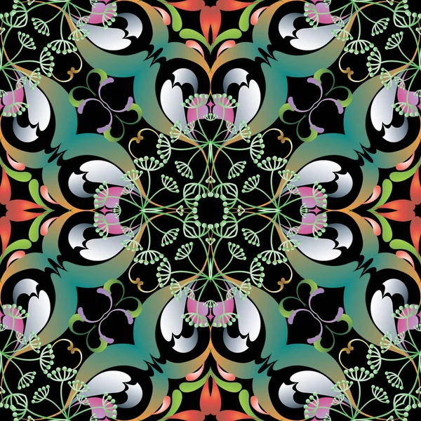 Floral colorful ethnic style Paisley vector seamless pattern. Elegance ornamental background. Repeat decorative ornate backdrop. Tiled abstract paisley flowers, leaves, shapes. Damask ornament.