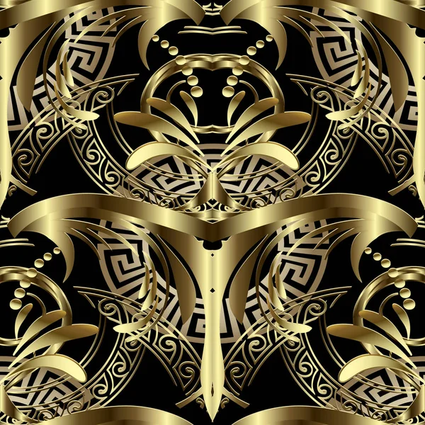 Gold Verzierten Vintage Griechischen Vektor Nahtlose Muster Luxus Ornamentalen Königlichen — Stockvektor