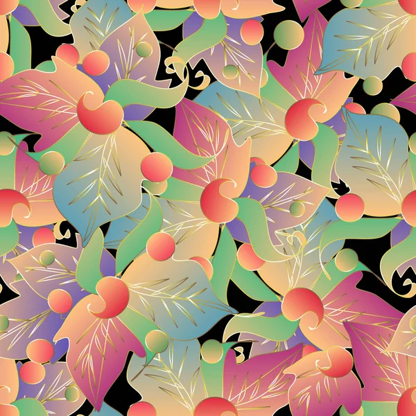 Яркие Красочные Осенние Листья Векторный Рисунок Цветов Пейсли Декоративный Современный — стоковый вектор