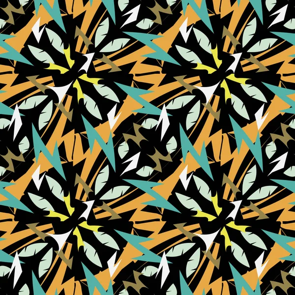 Aztek stil kabile etnik geometrik vektör seamless modeli. Siyah arka plan üzerine süs zikzak tasarım. Desenli zemin yineleyin. Kumaş deseni. Kabile Geometri şekilleri, zig zag, satırları.