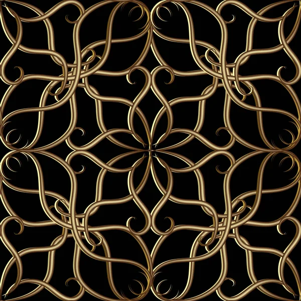 Vintage Arabesque Style Gold Line Art Tracery Nahtloses Muster Vektor — Stockvektor