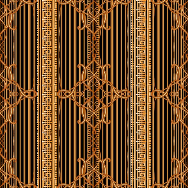 Gestreifte Ornamentale Moderne Linie Kunst Tracery Arabeske Nahtlose Muster Vektor — Stockvektor