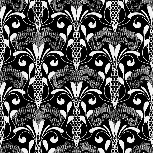 Dentelle Florale Texturée Motif Baroque Vectoriel Sans Couture Fond Vintage — Image vectorielle