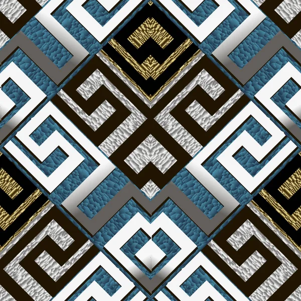 Grunge Griekse Vector Naadloze Patroon Geometrische Moderne Grungy Abstracte Achtergrond — Stockvector