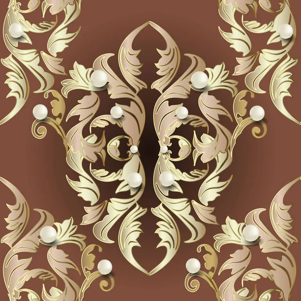 Baroque Motif Vectoriel Sans Couture Ornement Damassé Floral Style Antique — Image vectorielle